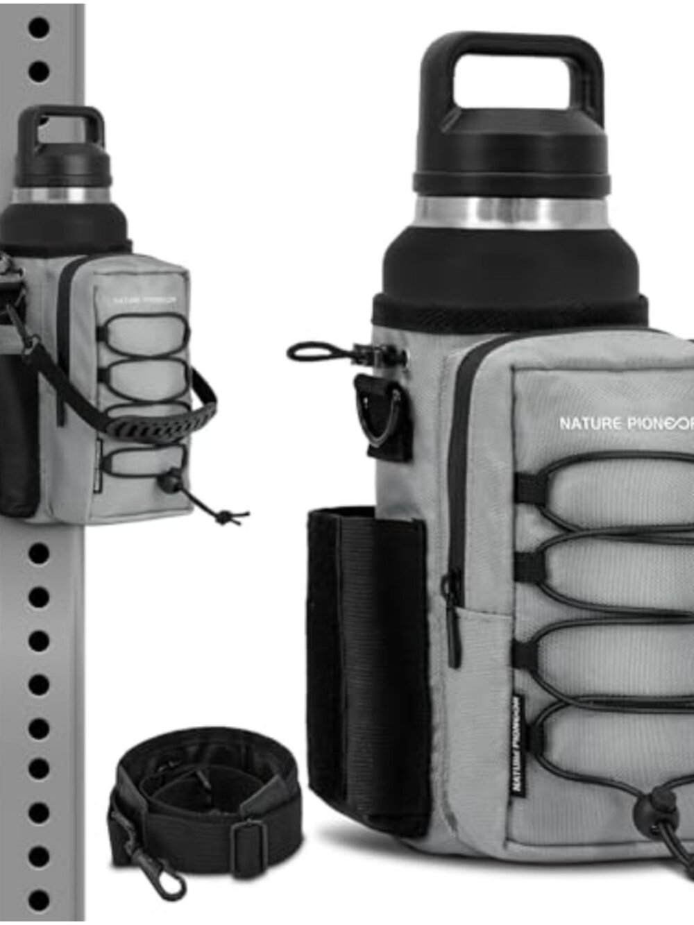 Magnetic Gym Bag Water Bottle Holder Sling Carrier Crossbody Strap